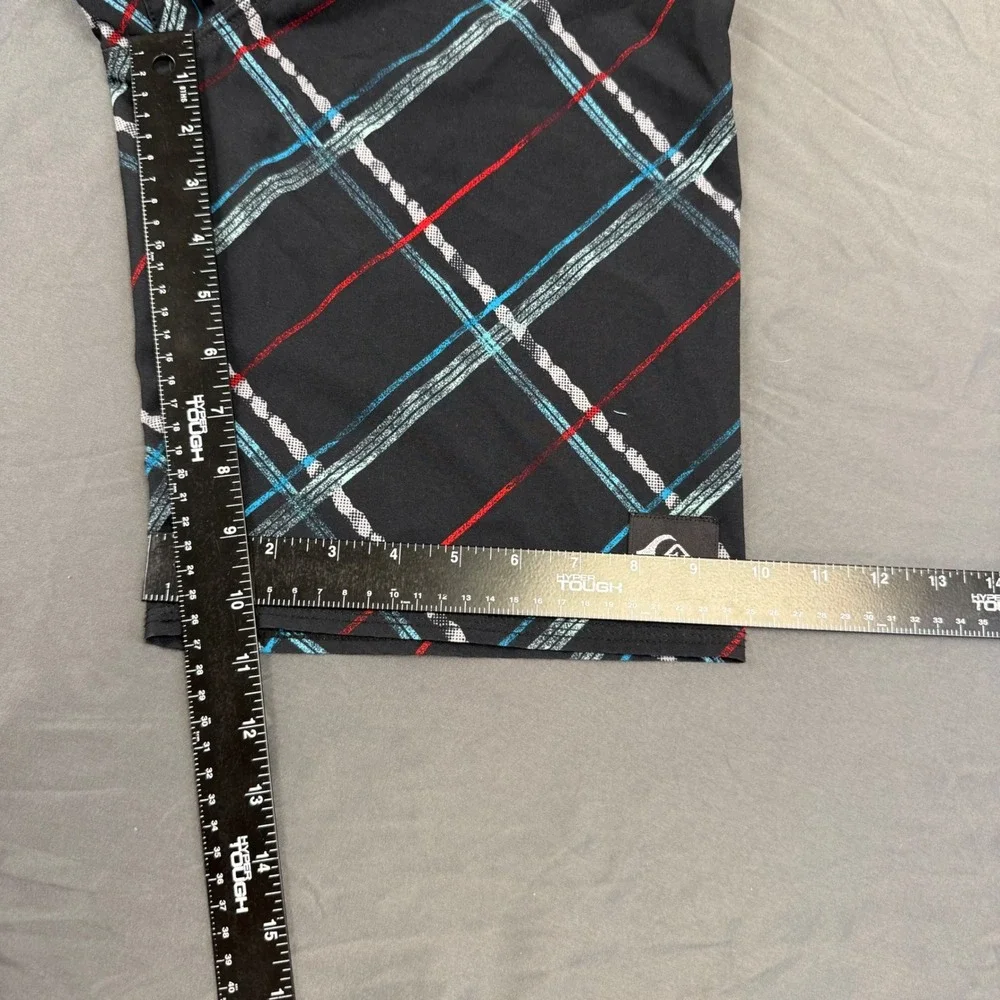 Quiksilver Boys Black Plaid Board Shorts Size‎ 12 Swim Trunks Cargo Pocket